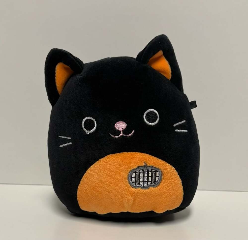 Squishmallows Autumn the Black Cat Halloween Plush with Pumpkin Belly